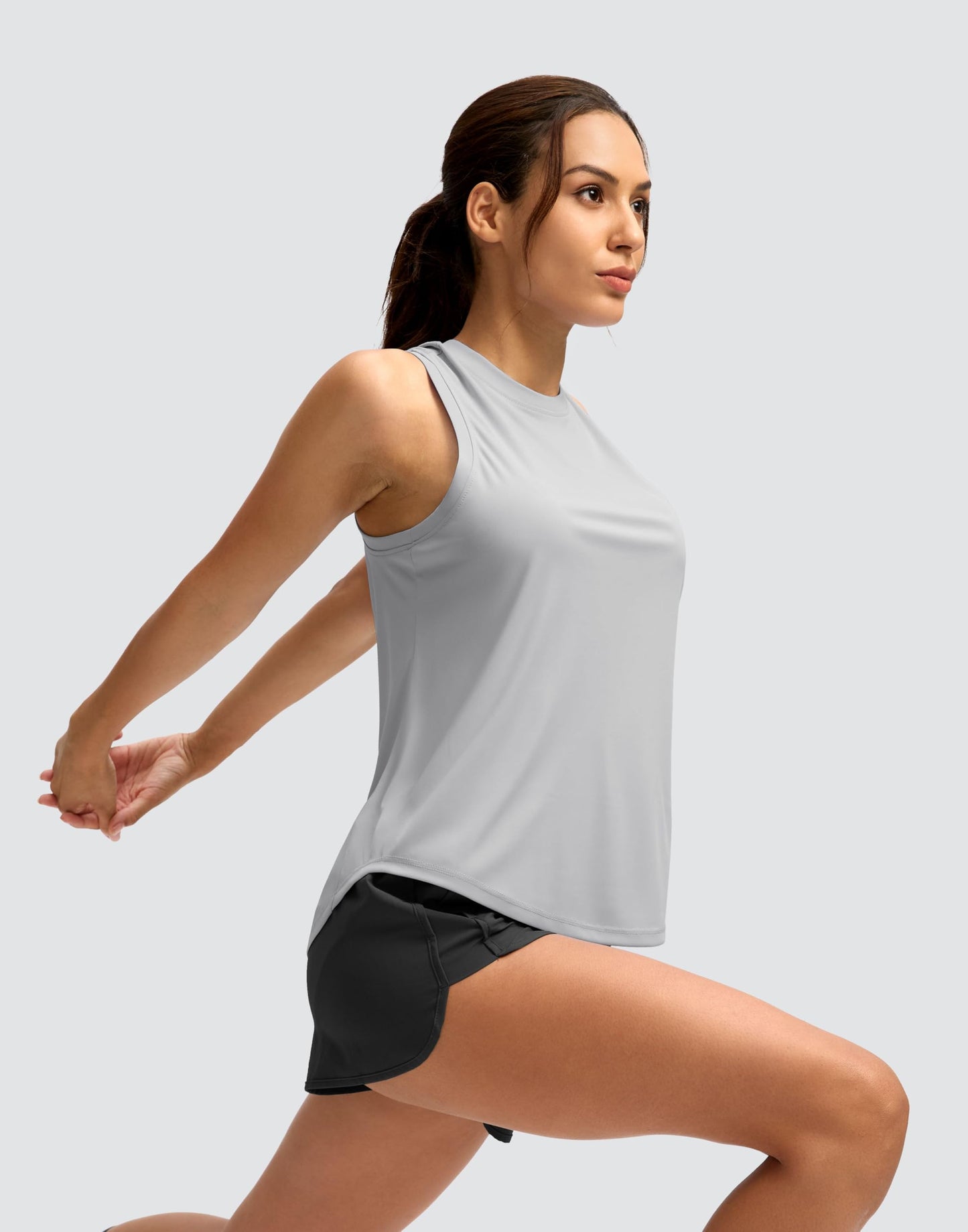 SANTINY Women's Sleeveless Workout Tops Lightweight Tennis Yoga Athletic Running Shirts Racerback Tank Tops for Women (Light Grey_XL)