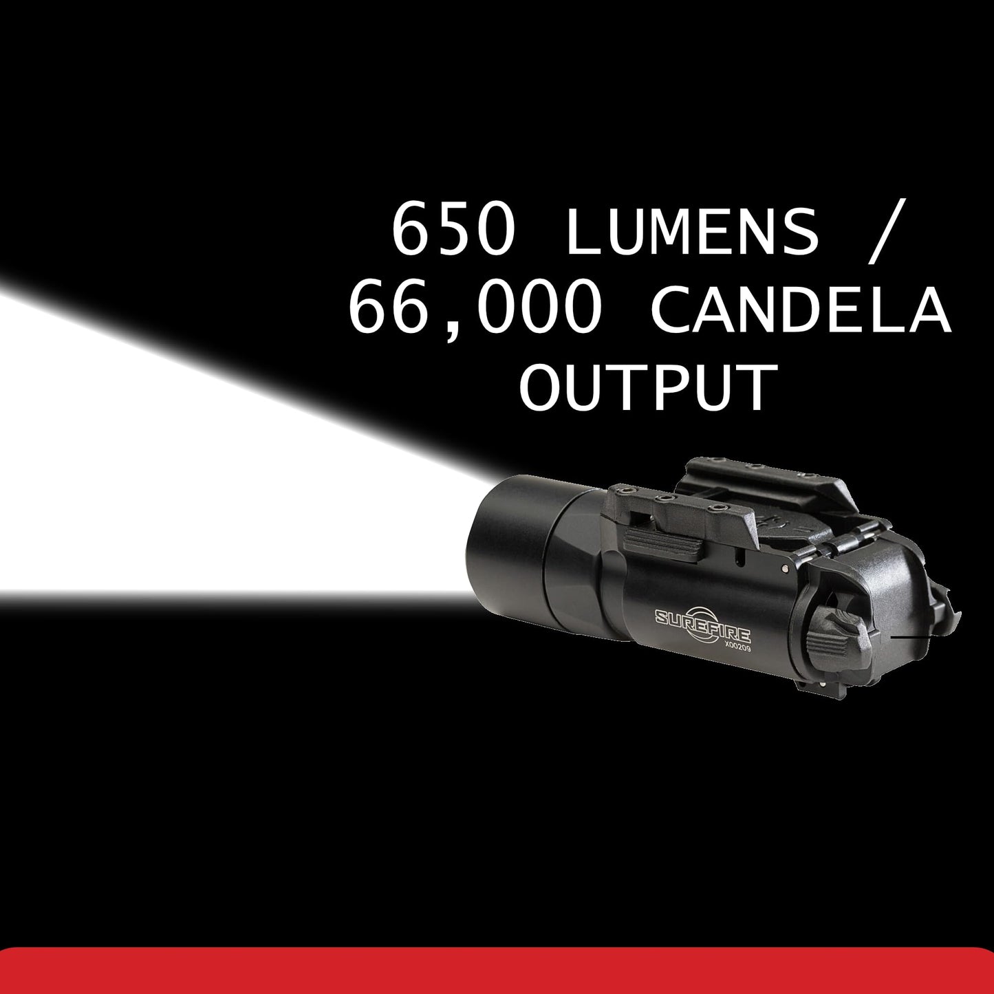SureFire X300T-A Turbo Black Weapon Light High Output LED Bundle (650 Lumens) - Two 123A Batteries and Battery Box - X300 Turbo Light A Pistol Light for Defense, Easy Switch Mount System