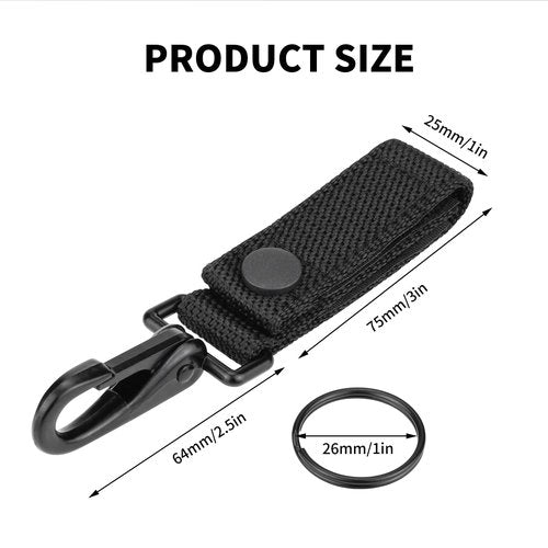Ullnosoo Heavy Duty Belt Keeper Keychain Belt Clip, 2 Pack Key Ring Holder for Duty Belt, Nylon Molle Strap with Metal Snap for Up to 2¼" Wide Belt