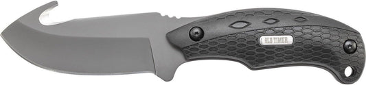 Old Timer 2143OT Gut Hook Copperhead 8.1in S.S. Full Tang Fixed Blade Knife with 3.7in Drop Point and Rubber Handle for Outdoor, Hunting and Camping