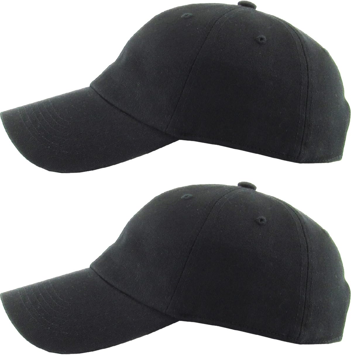 KBETHOS Classic Cotton Dad Hat Bundle Adjustable Unconstructed Plain Cap (One Size, Black + Black (2 Pack))