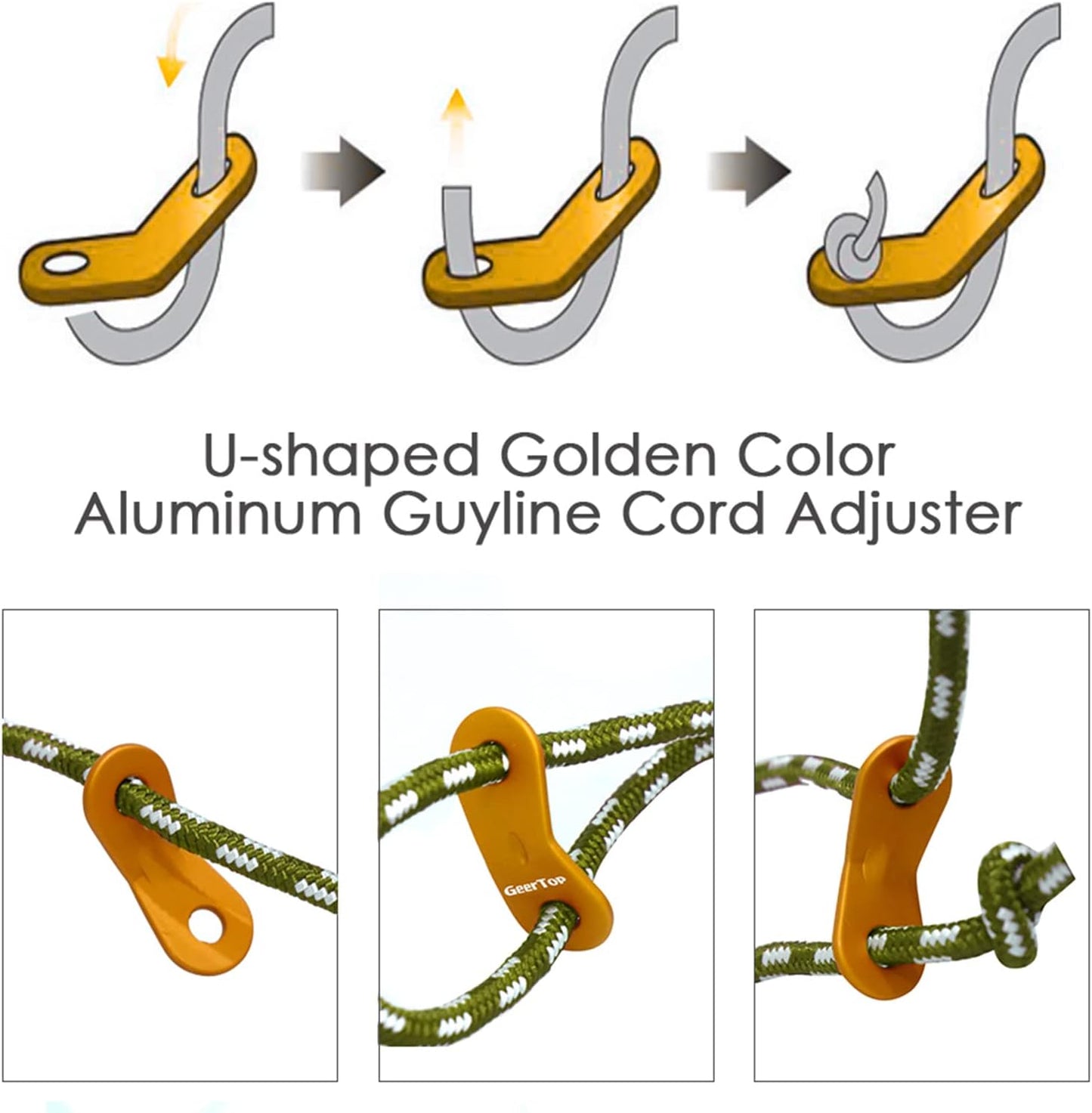 GEERTOP 6 Pack 5 mm Guy Lines Ultralight Tent Cords with Aluminum Adjuster Tensioner Outdoor Camping Guylines Ropes for Tent Tarp, Canopy Shelter, Climbing, Hiking Backpacking Survival Gear