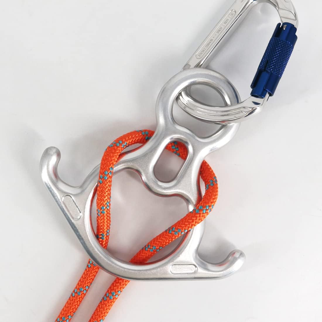 NewDoar 50KN 11000 LBF Rescue Figure,8 Descender Large Bent-Ear Belaying and Rappelling Gear Belay Device for Rock Climbing, Aerial Dance,Ziplining and Peak Rescue 7075 Aluminum Alloy