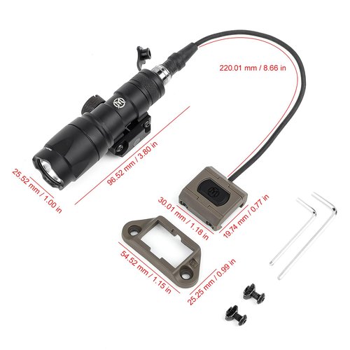 NOBUHIRO M300A 500 Lumens Tactical Flashlight, with Modbutton Pressure Switch for M300 M600 Light for 20mm Picatinny Mlok/Keymod Rail