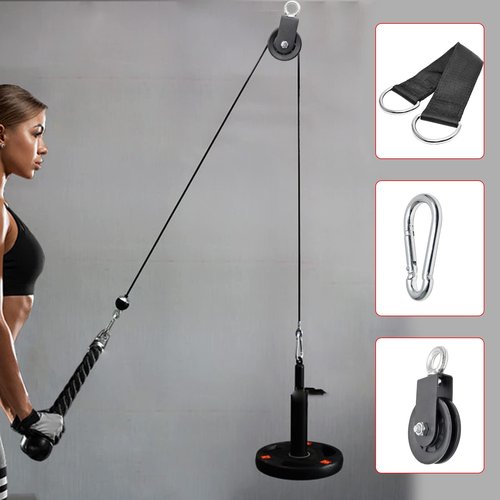Uenhoy 360 Degree Rotation Cable Pulley with Hanging Straps and Carabiner, Silent 330lbs Traction Wheel for LAT Pulley System DIY Attachment Lifting Blocks Home Gym Equipment, 3.54"/90mm