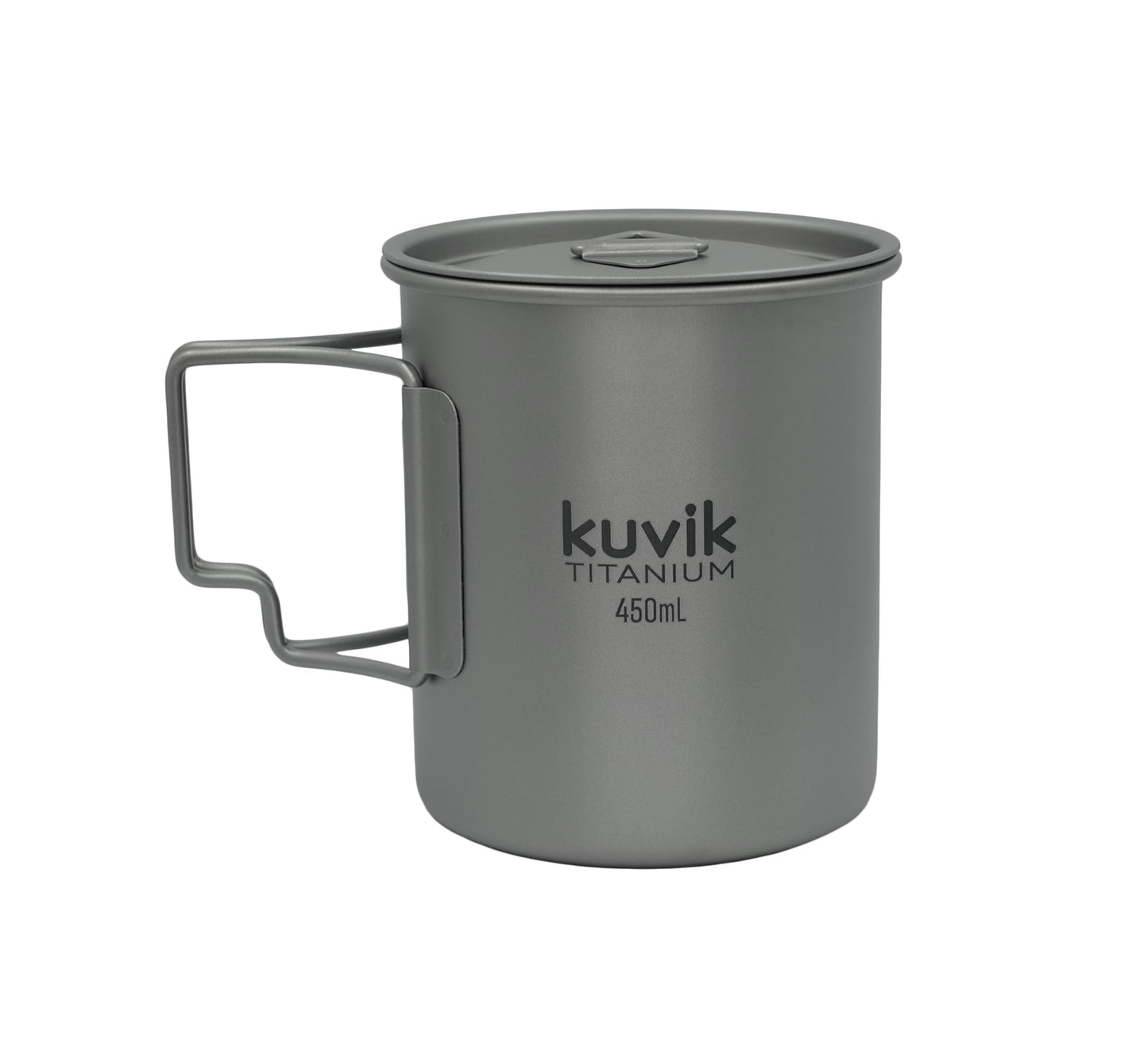 Kuvik Titanium Cup with Lid 450ml (15.2 oz) - Ultralight and Compact Pot for Backpacking, Camping, and Survival