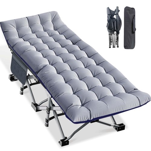 LILYPELLE Oversized XXL Folding Camping Cot, 78" L x 32" W x 18" H Heavy Duty Sleeping Cots with Carry Bag, Double Layer Oxford Portable Travel Camp Cots for Home, Office Nap and Outdoor Beach