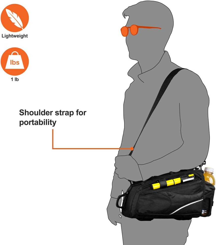 BV Insulated Bike Bag - Cooler Bike Saddle Bag with Shoulder Strap & Quick-Access Lid - for Warm or Cold Items - Bike Bags for Bicycles with Reflective Trim - Grocery, Commute & Weekend Rides