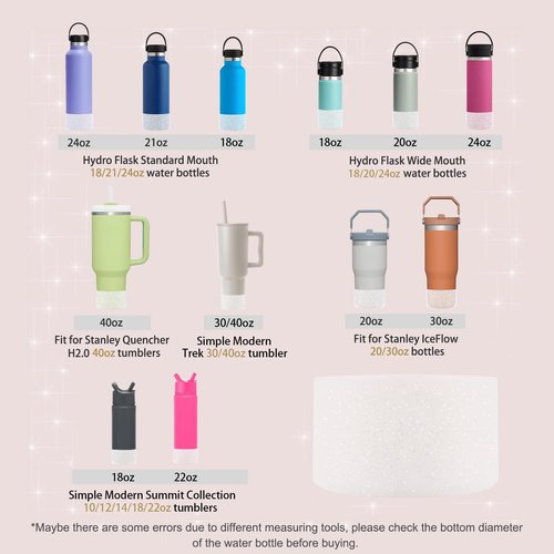 WORBSS Silicone Boot Accessories for Stanley Cup H2.0 20 30 40oz Tumbler & Hydro Flask 18-24oz for Wide Mouth Water Bottles Protector Bottom Sleeve Cover Bumper As the Best Gfits for Your Trip