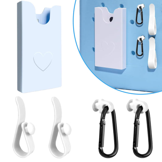 Fabenyok 7PCS Hooks Set and Phone Holder Compatible with Bogg Bag, Plastic Phone Holder for Bogg Bag Accessories, Insert Carabiner Key Holder Charms Fit for Small & Large Beach Bag(White)