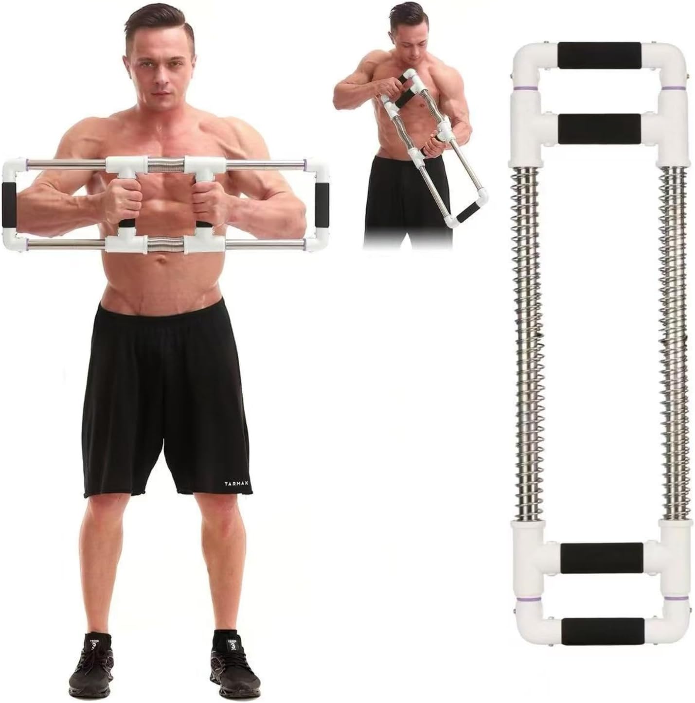 Push Down Bar Machine - Chest Expander at Home Workout Equipment, Arm Exerciser - Portable Spring Resistance Exercise Gym Kit for Home, Travel or Outdoors