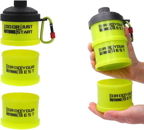 SPEQT Protein Powder Stackable Container To Go,with Top Cap Funnel for Water Bottle,Twist Lock Portable Supplement Organize Storage Dispenser for Pre/Post Workout,Fitness,Travel,Gym