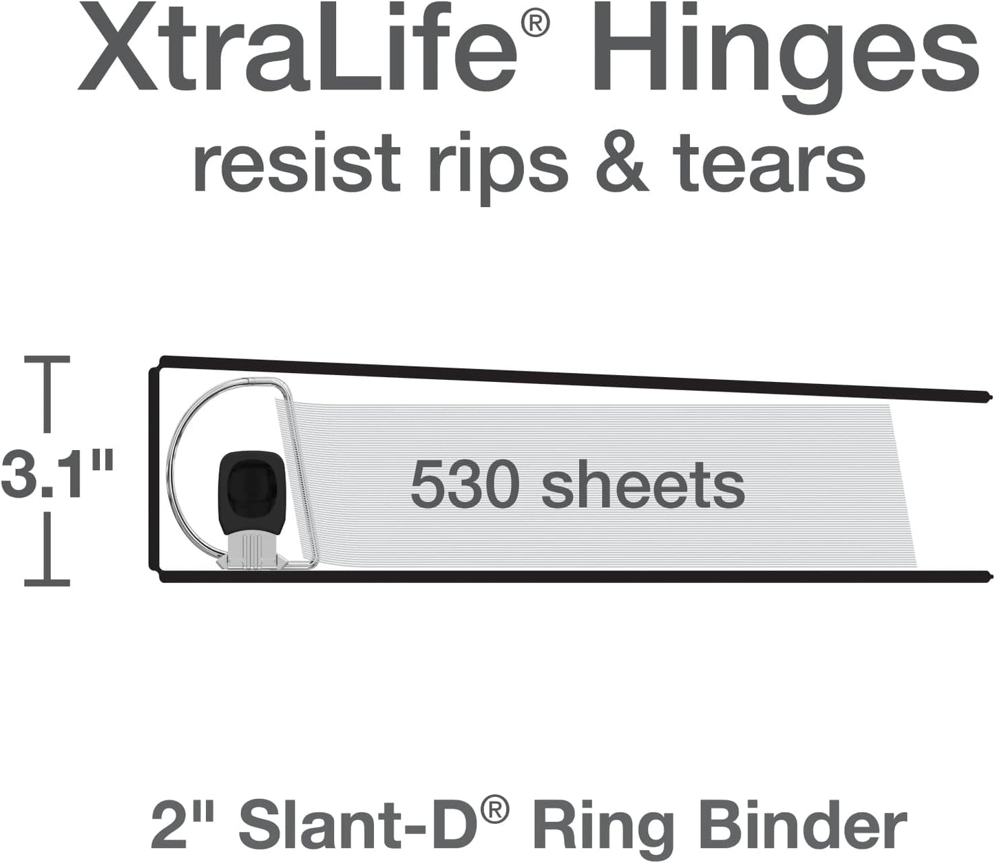 Oxford 3 Ring Binders, 2 inch ONE-Touch Easy Open D Rings, 3-Sided View Binder Covers, Binders for School, Xtralife Hinge, Non-Stick, PVC-Free, Natural Pastel, 530-Sheet Capacity, 4 Pack (79923)