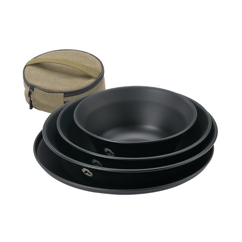 CAMPINGMOON Camping Plates Stainless Steel 4pcs Black BKS395-1S