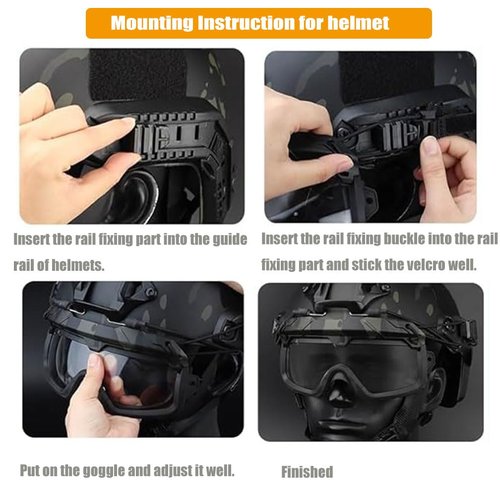 Tactical Split Two Modes Goggles Compatible with Airsoft Fast Helmet Paintball Hunting Field Outdoor (MCBK)