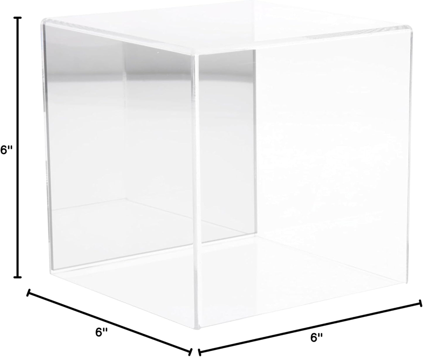 Plymor Clear Acrylic Display Case with Hardwood Base, 6" x 6" x 6"