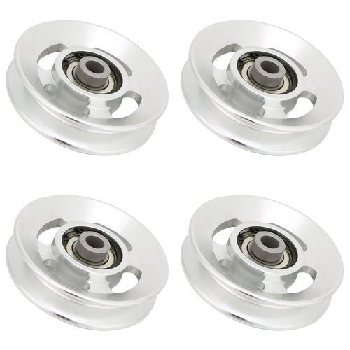 Estink Aluminum Pulley Wheel, 4 Pack Universal Aluminum Alloy Bearing Pulley Wheel Gym Accessory for Cable Machine Home Gym Attachments Part for 10.5mm Bore Diameter (90mm)
