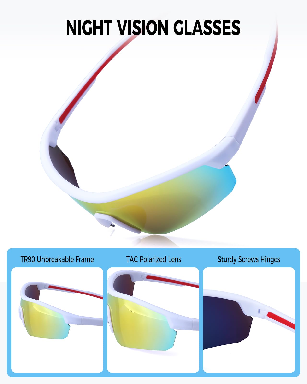 FIMOSON Kids Sunglasses Youth Baseball Sunglasses Polarized Sports Cycling Shades for Boys Girls Lightweight Frame UV400 Protection