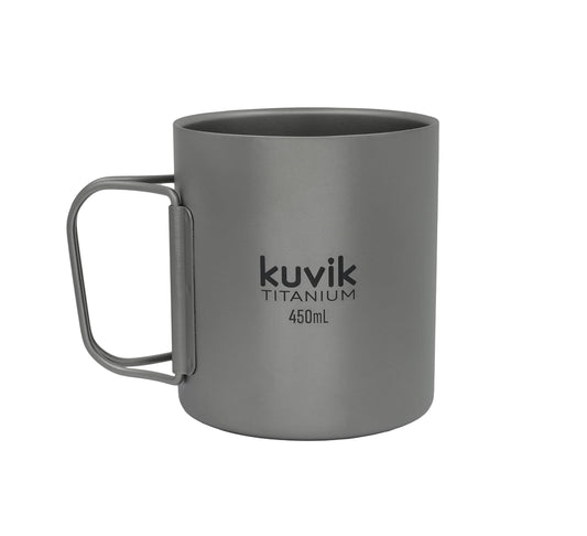 Kuvik Double-Walled Titanium Mug 450ml (15.2 oz) - Ultralight and Compact Mug for Backpacking, Camping, and Everyday Use