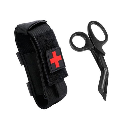 Upgrade Tourniquet Pouch with Shear, Molle Tourniquet Holder, Tactical TQ Trauma Tourniquets Scissors(Without Tourniquet) (Black)