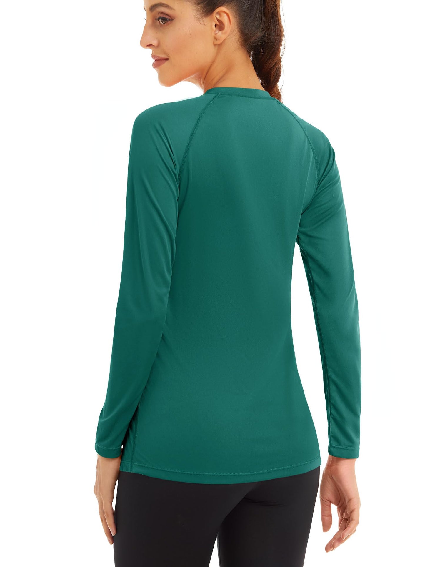 MAGCOMSEN Sun Protection Shirts for Women Performance T Shirts Workout Shirts for Women Long Sleeve Shirts Athletic Shirts for Women Running T Shirts Jade Green