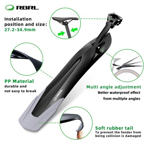 RBRL Bike Fender Adjustable Bicycle Mudguard [24-29 Inches], Universal Quick Disassembly Bike Fender, Thicken and Widen Universal Fender for Bike/Ebike/MTB Against Splashing Water and Dust (Rear)