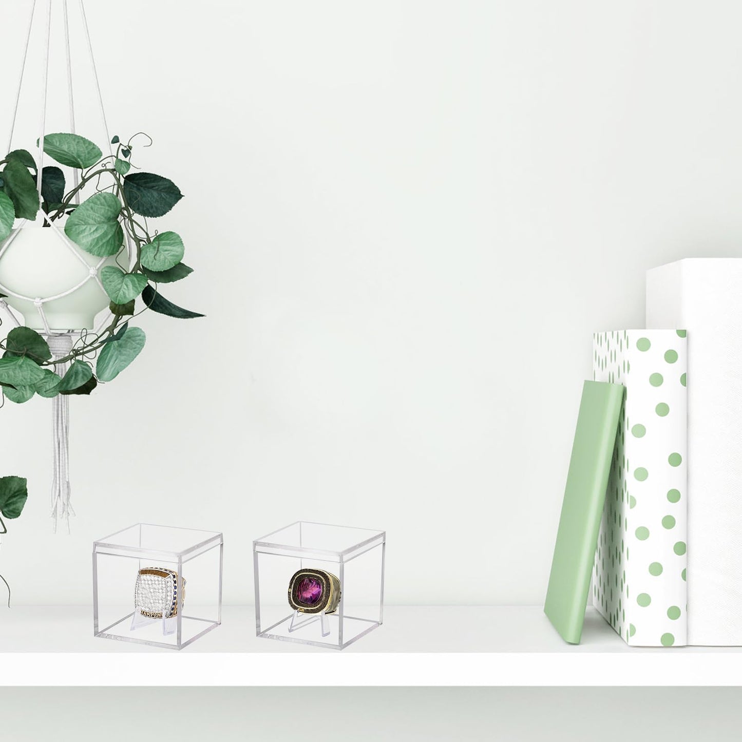 8 PCS Championship Ring Display Case Clear Plastic Small Showcase with Mini Card Stand Holder Single Ring Display Stand Holder Square Storage Box for Jewelry Sport Candy, 2.2 Inch