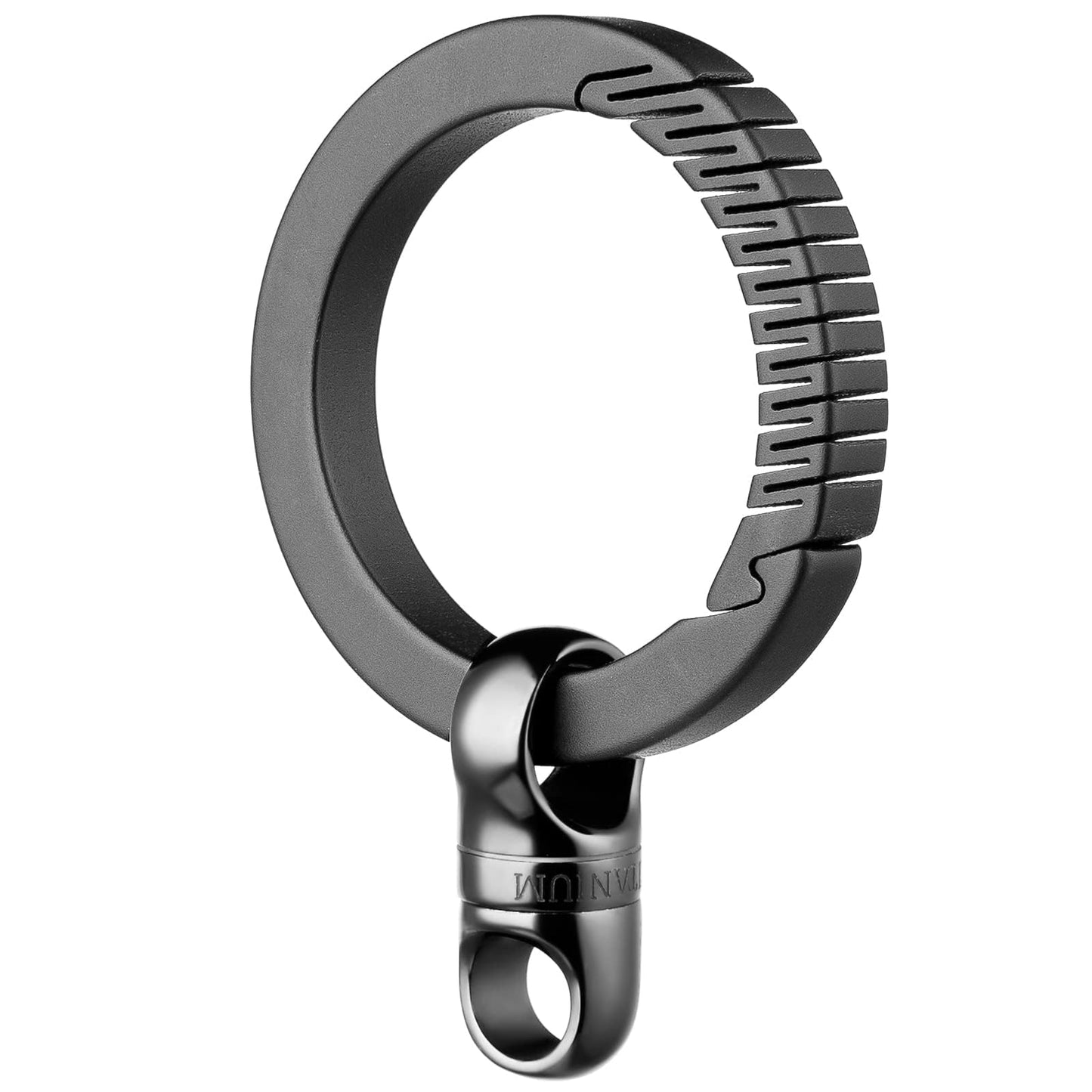FEGVE Round Keychain Carabiner Clip with Titanium Mini Connecting Key Chain Rings for EDC