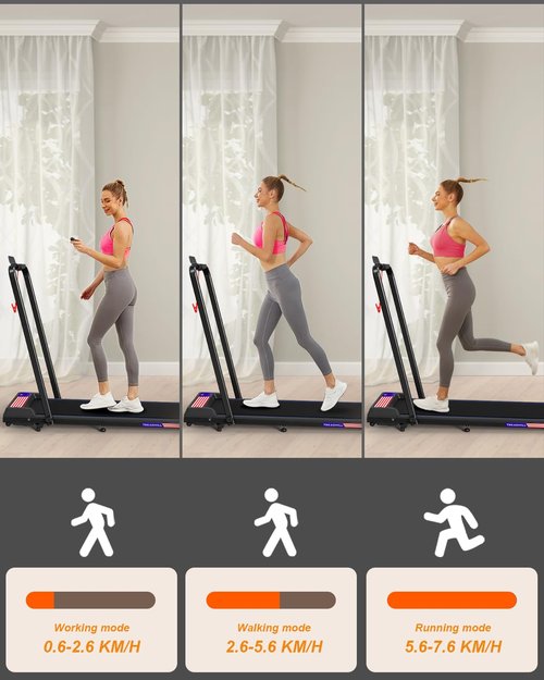 Treadmill Under Desk Walking Pad,2 in 1 Folding Treadmill for Home/Office with Remote Control and APP，Flag