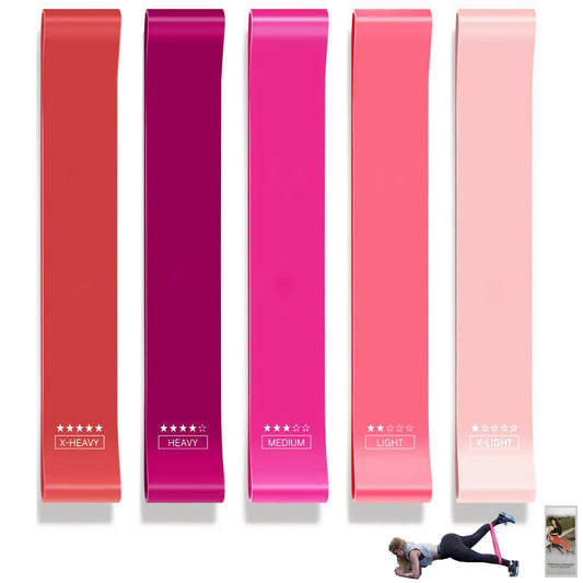 FTTYONE Set of 5 Resistance Bands for Working Out, Different Levels Elastic Band for Home Gym Long Exercise Workout, with Carrying Bag