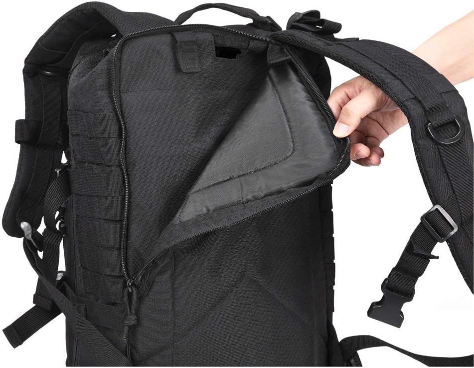 REEBOW GEAR Military Tactical Backpack for Men Large 34L Army 3 Day Assault Pack Molle Bag Backpacks (34L, Black)
