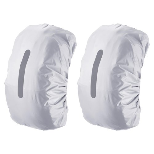 PATIKIL 15-25L Waterproof Backpack Rain Cover, 2 Pack Non-Slip Backpack Cover with Vertical Reflective Strap Stay Dry for Hiking, Camping, Hunting, XS, Silver Tone