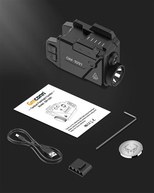 Gmconn 800 Lumens Pistol Light and Green Red Blue Laser Combo, Tactical Flashlight with Beam for Pistol with Rail (Blue Laser)