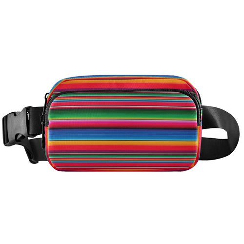 Mexican Serape Belt Bag for Women Men Blanket Stripes Rainbow Fanny Pack Small Waist Pouch Crossbody Bags for Outdoor Hiking Running Travel