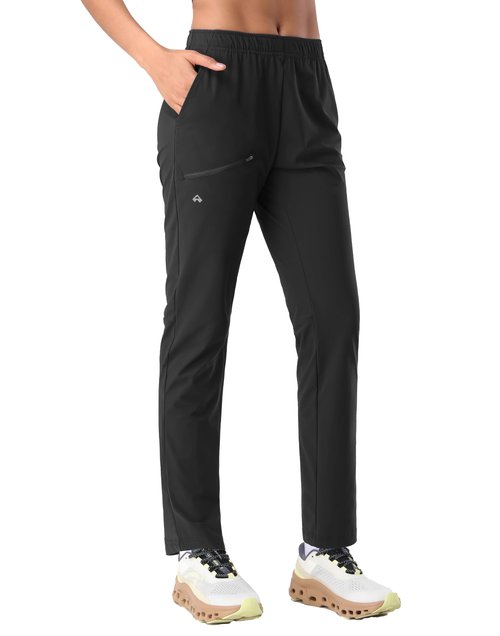 Pioneer Camp Lightweight Hiking Pants Elastic Waist Adjustable Jogger Travel Track Summer Petite Athletic Pants for Women 2024 Black