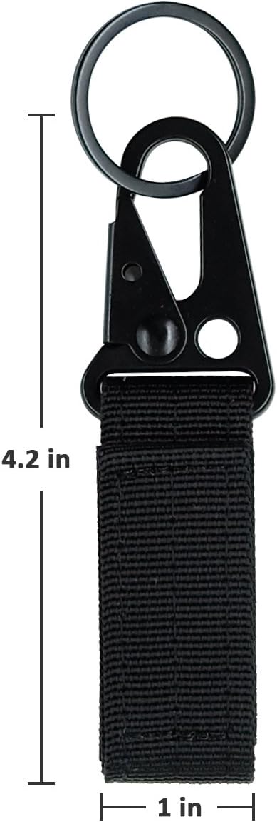 FAIRWIN Tactical Gear Clip, Nylon Key Ring Holder or Belt Keeper Military Utility Hanger Carabiner Molle Hook, Black, Tan, Green