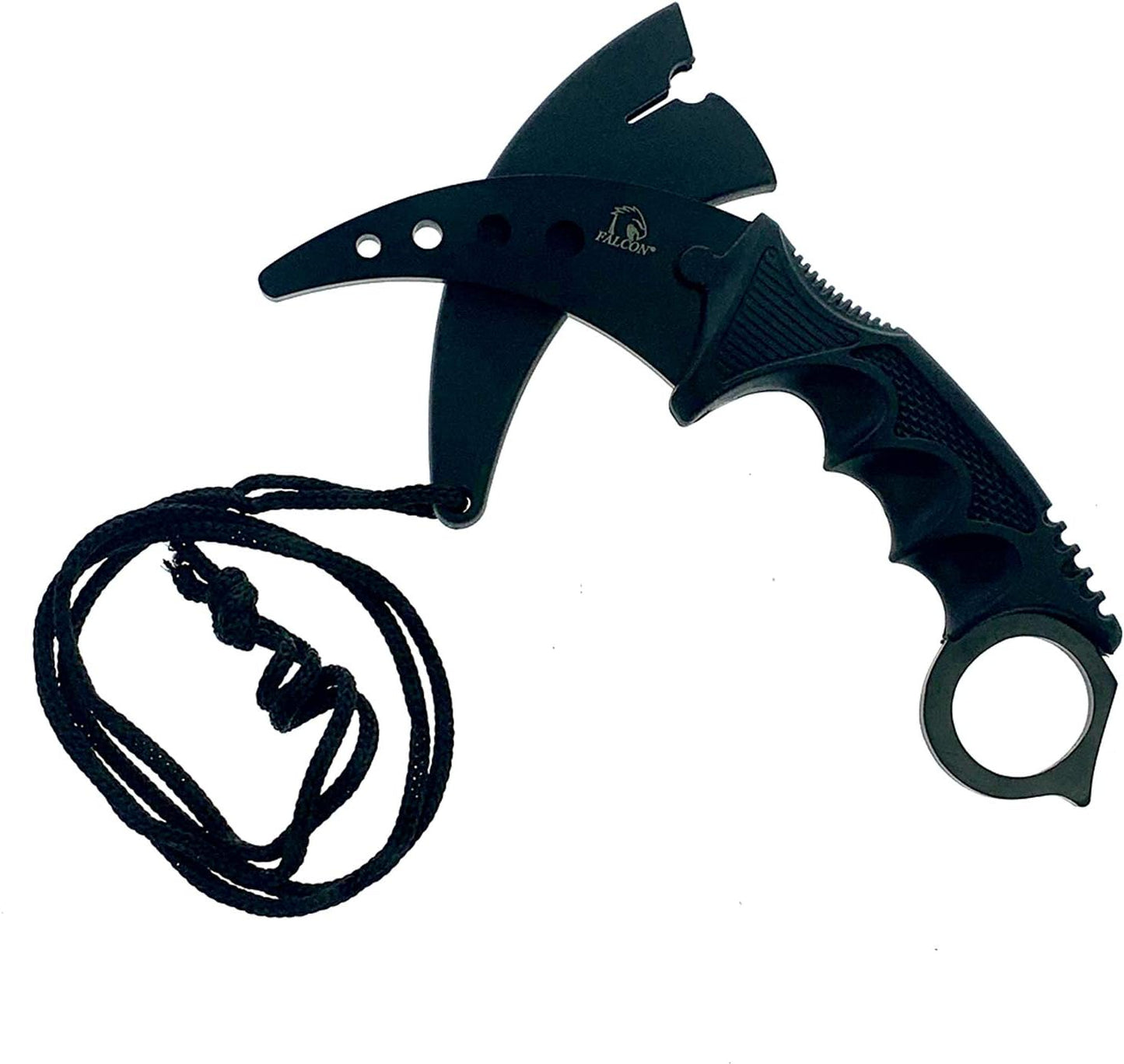 Falcon 7.5" Tactical Fixed Blade Training, No Edge. For Training Purpose Only (Black)