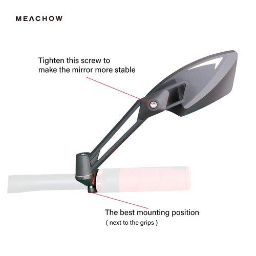 MEACHOW NEW Handlebar Bike Mirror, Scratch Resistant Glass Lens, Ultra-HD, E-bike Mirror, Bicycle Mirror, Rotatable Safe Rearview Mirror, (Silver Left Side) ME-011LS