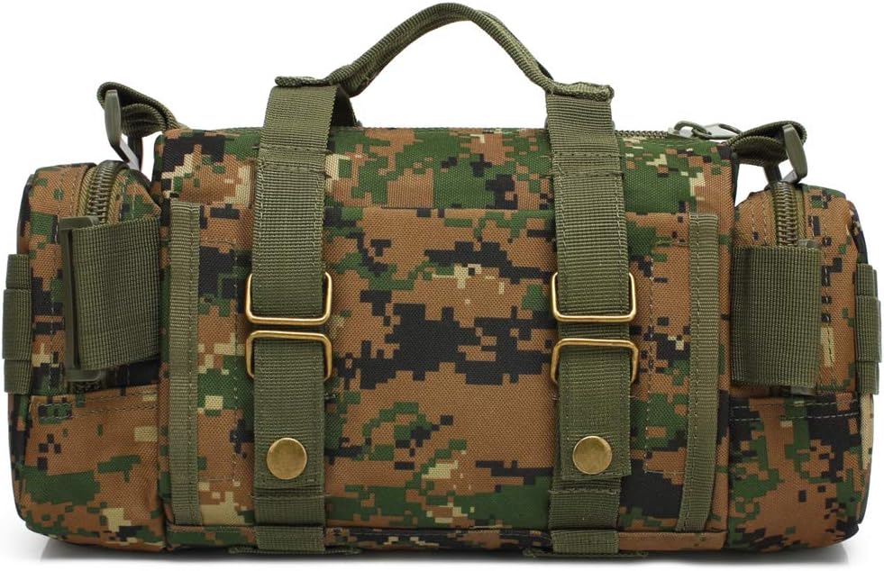 3P Military Duffel Waist Bag, Molle Bicycle/Motorcycle Waterproof Fanny Packs Camera Bag Camo EDC Utility Pouch Crossbody with Shoulder Strap Hand Carry
