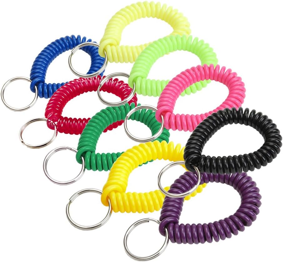 ucky Line 2” Spiral Wrist Coil with Steel Key Ring, Flexible Wrist Band Key Chain Bracelet, Stretches to 12”, Purple, 10 Pack (41065)