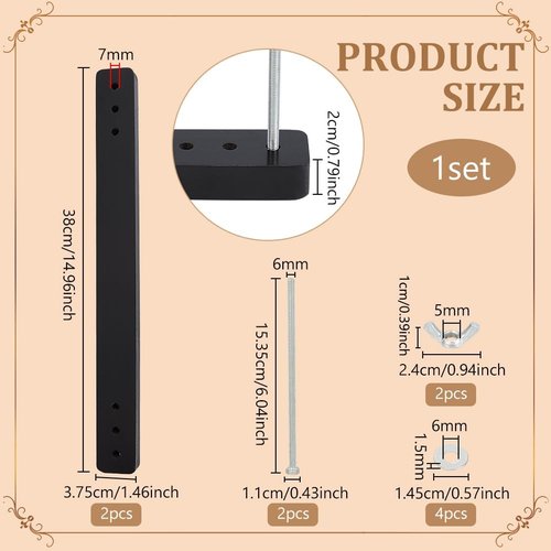 BENECREAT Wood Book Binding Press, 15 * 1.5inch Black Rectangle Bookbinding Press for Handmade Bookbinding, Manual Paper Press