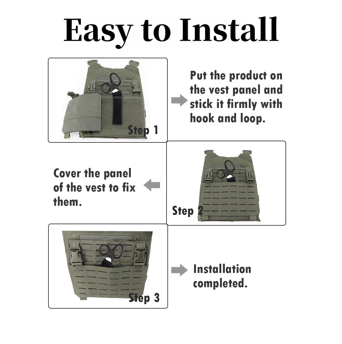 3Pcs Hook&Loop Sport Tactical Medical Scissor Cover, Shear Pouch Hand Tools Holder for Tactical Equipment (No Scissor)