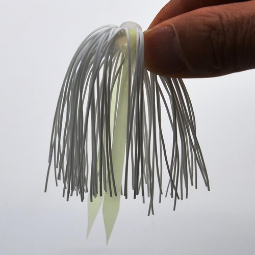 Silicone Quick Change Squid Jig Skirts for Spinnerbaits & Bass Lures - White, 12 Bundles (90pcs, 3 Inch Strands with Two Neckties)