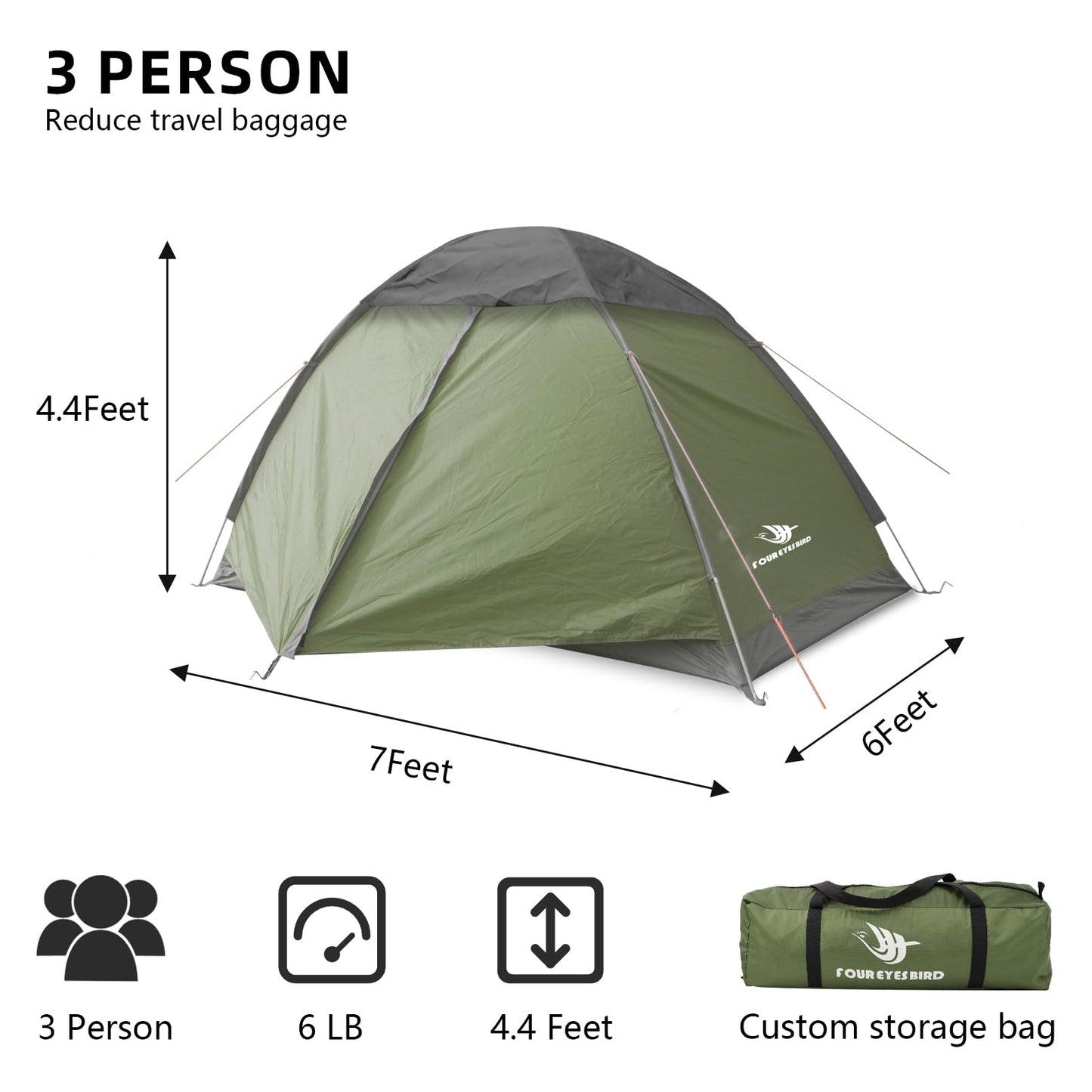 Arctic Lemmings 2-3 Person Backpacking Tent, 3-4 Season Lightweight Waterproof Tents with Two Doors for Outdoor Camping, Hiking, Family Beach Hunting Travel(Army Green)