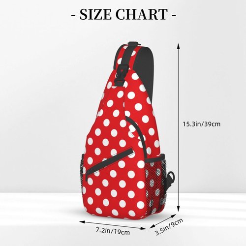 Cuczpau Crossbody Bags For Women Men Red White Polka Dot Sling Backpack Chest Shoulder Bag Gym Cycling Travel Hiking Daypack
