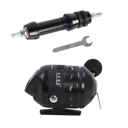 SOPOGER Bowfishing Reel Combos Kit - Bow Fishing Reel for Adult Spincast Reel & Reel Mount Seat Smooth Powerful Fishing Gear for Recurve Compound Bowfishing and Slingshot Fishing (Black)