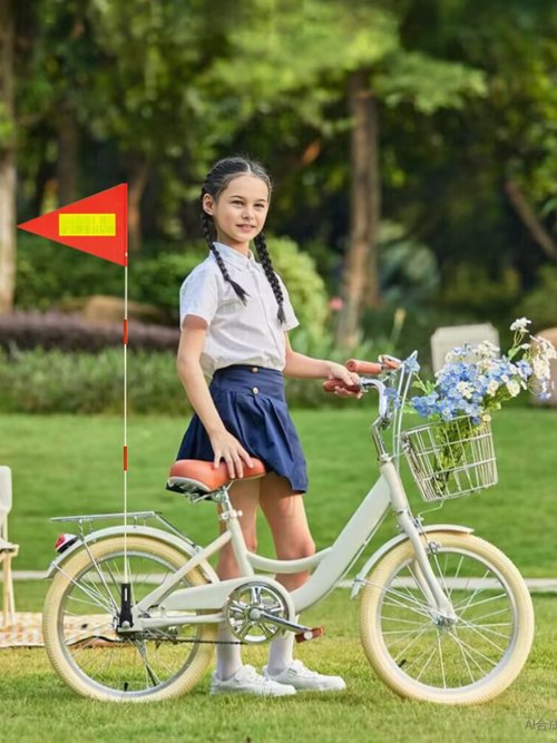 Bike Safety Flag Adjustable Height Fiberglass Pole Safety Sign High Visibility, Bicycle Flag Tear-Resistant Waterproof Orange Reflective Strip Flag and American Flag