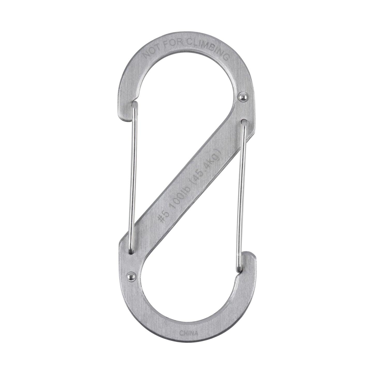 Nite Ize S-Biner Stainless Steel Dual Carabiner - Multi Purpose Dual Carabiner Clip - Great for Camping Supplies & Hiking Essentials - Secure Key Holder - Size 5, Stainless Steel (4 Pack)