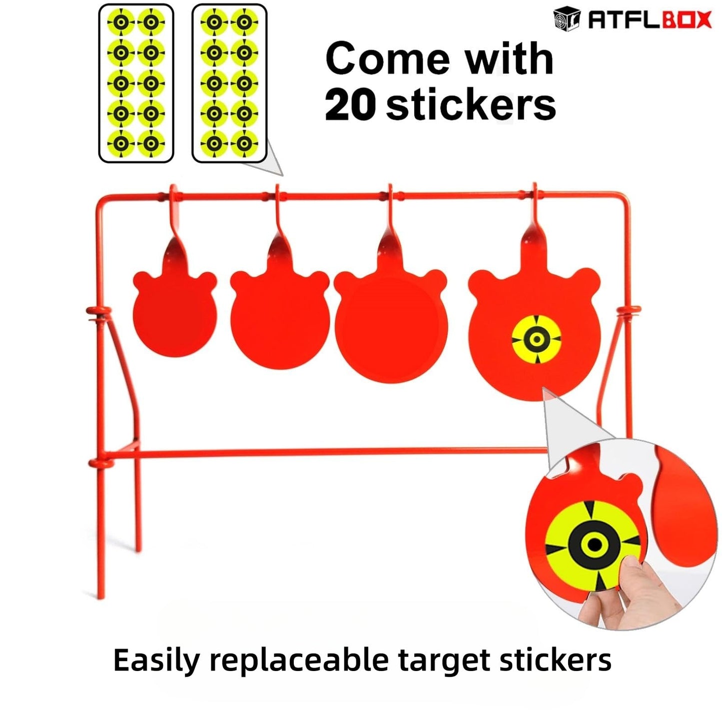 Atflbox BB Gun Target 4 Different Sizes gongs Heavy Metal Spinning Pellet Airgun Airsoft Shooting Target for Outdoor and Backyard, Rated for .177 .20 Caliber