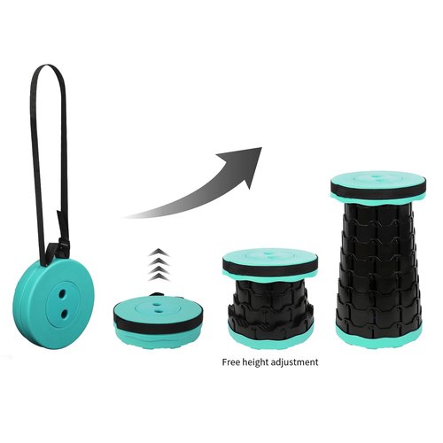 NEUEFAMI Portable Collapsible Stool - Retractable, Lightweight for Fishing, Hiking, BBQ - Green, 400lb Capacity